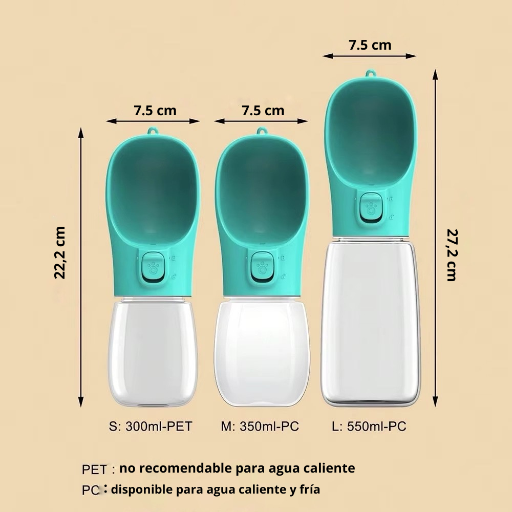 Botella de agua portátil para perros