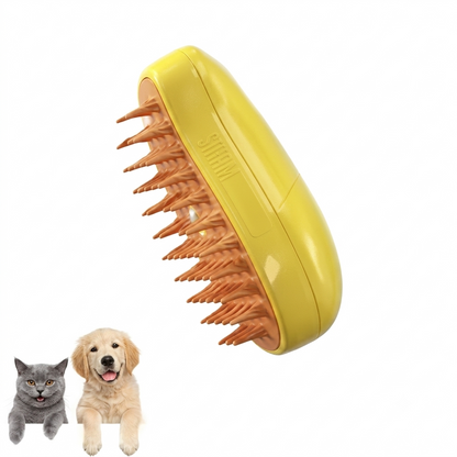 Cepillo de vapor color amarillo con gato y perro